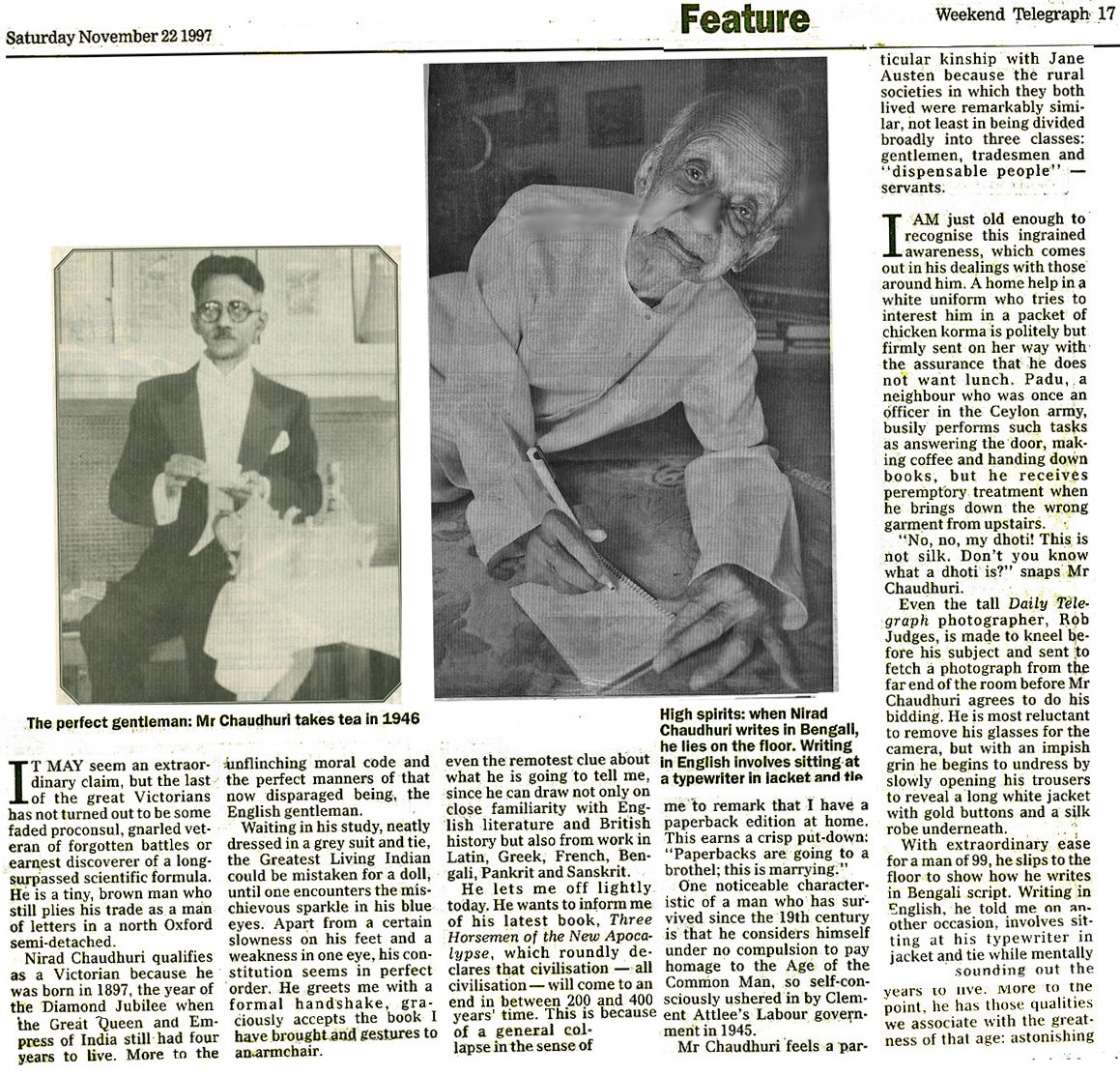 Nirad Chaudhuri 100 years old
